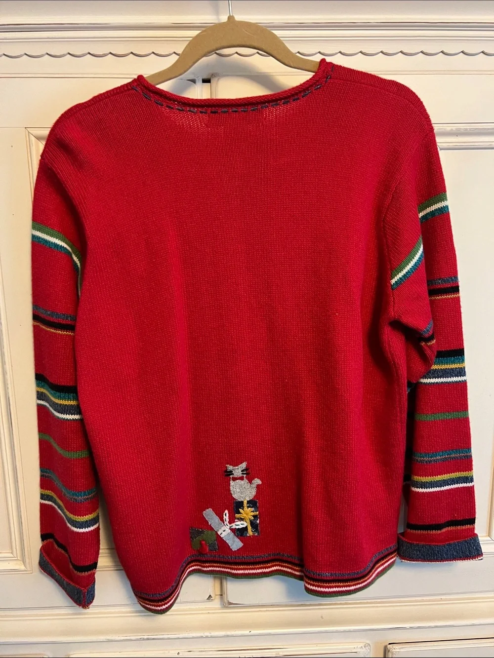 Susan Bristol Red Embroidered Santa Button-Up Cardigan